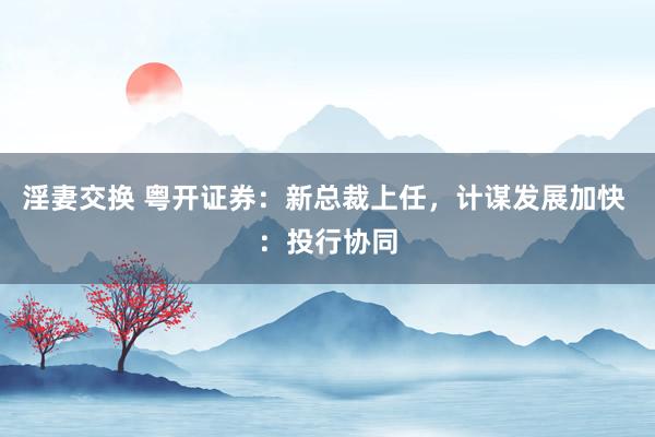 淫妻交换 粤开证券：新总裁上任，计谋发展加快 ：投行协同