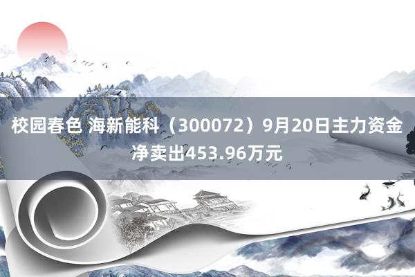 校园春色 海新能科（300072）9月20日主力资金净卖出453.96万元