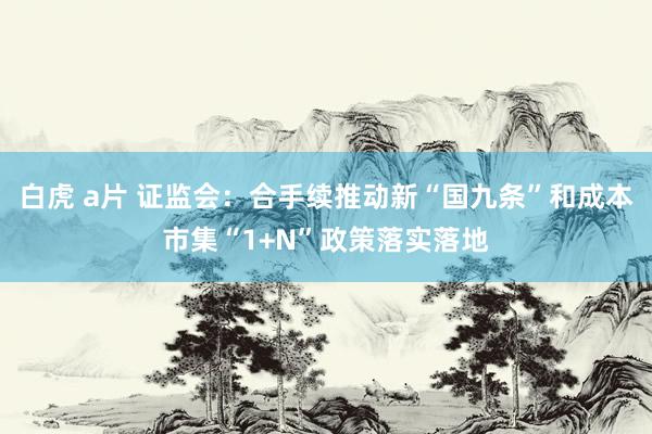 白虎 a片 证监会：合手续推动新“国九条”和成本市集“1+N”政策落实落地