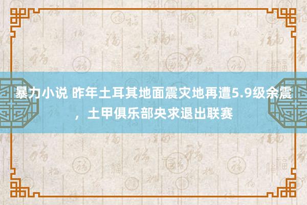 暴力小说 昨年土耳其地面震灾地再遭5.9级余震，土甲俱乐部央求退出联赛