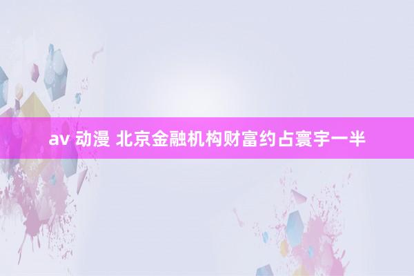 av 动漫 北京金融机构财富约占寰宇一半