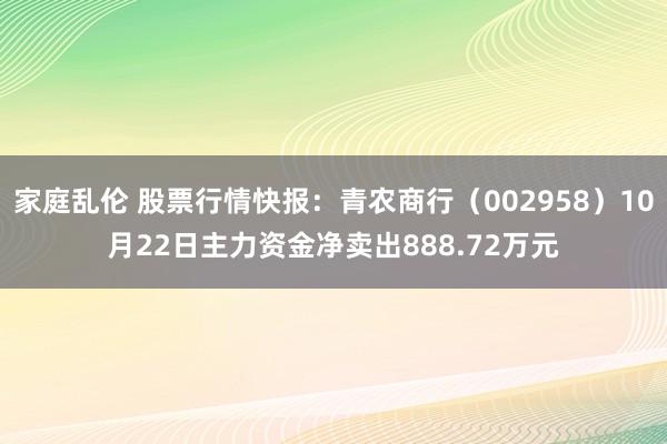 家庭乱伦 股票行情快报：青农商行（002958）10月22日主力资金净卖出888.72万元