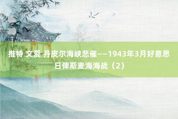 推特 文爱 丹皮尔海峡悲催——1943年3月好意思日俾斯麦海海战（2）