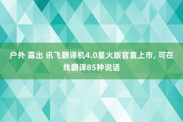 户外 露出 讯飞翻译机4.0星火版官宣上市， 可在线翻译85种说话