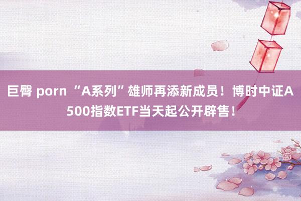 巨臀 porn “A系列”雄师再添新成员！博时中证A500指数ETF当天起公开辟售！