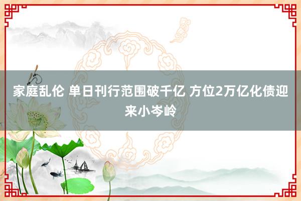 家庭乱伦 单日刊行范围破千亿 方位2万亿化债迎来小岑岭