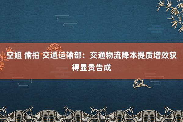 空姐 偷拍 交通运输部：交通物流降本提质增效获得显贵告成