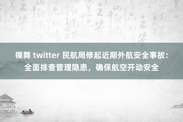 裸舞 twitter 民航局修起近期外航安全事故：全面排查管理隐患，确保航空开动安全