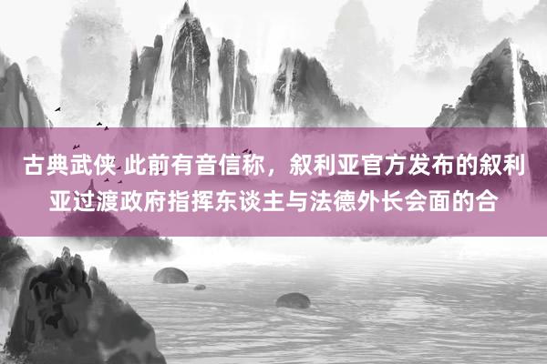 古典武侠 此前有音信称，叙利亚官方发布的叙利亚过渡政府指挥东谈主与法德外长会面的合