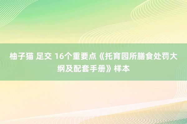 柚子猫 足交 16个重要点《托育园所膳食处罚大纲及配套手册》样本