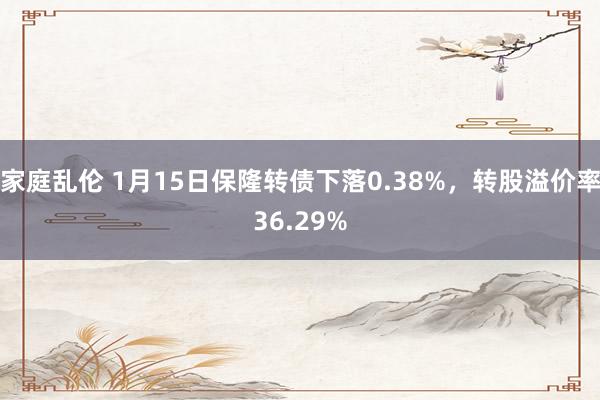 家庭乱伦 1月15日保隆转债下落0.38%，转股溢价率36.29%