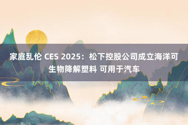 家庭乱伦 CES 2025：松下控股公司成立海洋可生物降解塑料 可用于汽车